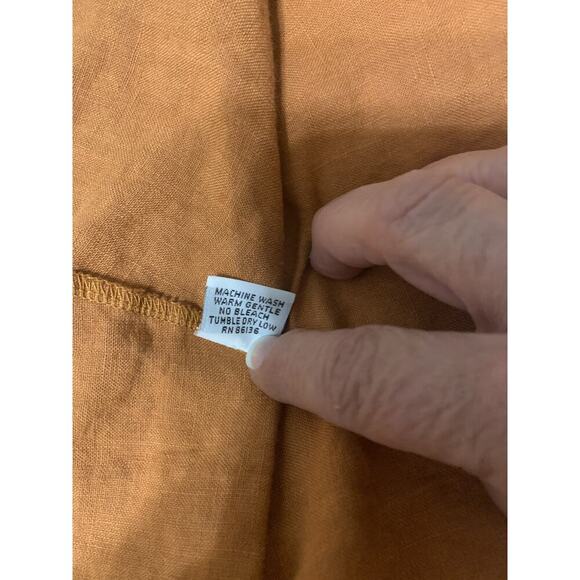 Bryn Walker Linen Cowl Neck Draped Pumpkin Orange Dress S Lagenlook Coastal Art - Picture 10 of 10